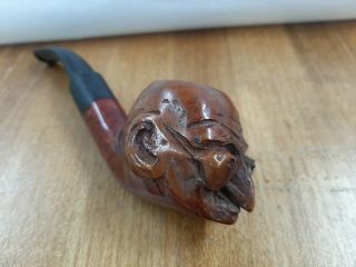 Vintage Italian Briar Wooden Head Tobacco Smoking Pipe,  Made In Italy,  5.  5 " Long