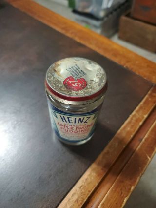 Vintage Heinz 57 Baby Food Paper label Jar & Lid Strained Apple Prune Pudding 2