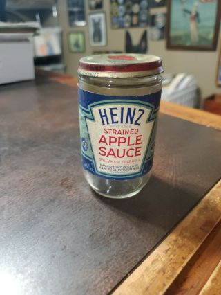 Vintage Heinz 57 Baby Food Paper Label Jar & Lid Strained Apple Sauce