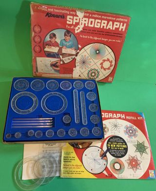 Vintage 1967 Kenner Spirograph 401 W Refill Kit Near Complete No Pens