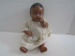 Vintage Doll Composition Head Body 11 1/2 In Black African American Painted Face