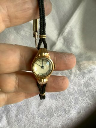 Vintage Cortebert Ladies Wristwatch 14k Yg Case Deployment Clasp Is Gf