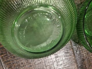 2 Vintage Ribbed Green Glass Bowl E.  O.  Brody Co Cleveland Ohio USA Made 6 3/8” 3