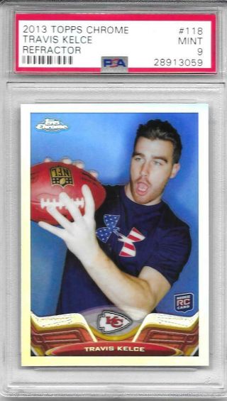 2013 Topps Chrome Travis Kelce 118 Silver RC REFRACTOR CHIEFS PSA 9 2