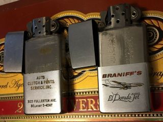 Two Vintage Pat.  2032695 Zippo Lighter & Braniff Airlines.