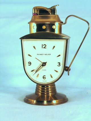 Vintage 1956 Phinney - Walker Evans Table Lighter With Clock Alarm