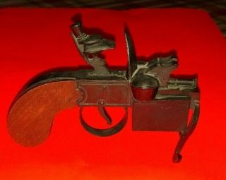 Vintage Flintlock Pistol Gun Cigarette Lighter Vg/ex