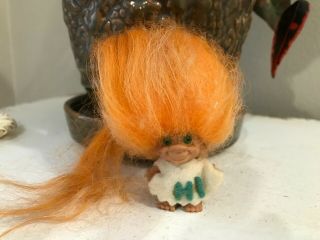 1960s 1.  5 " Vintage Scandia House Pencil Topper Pin Troll Doll In Outfit
