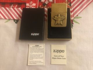 1992 Solid Brass Zippo Lighter (marlboro Longhorn Star Steer) No Initial’s - Look