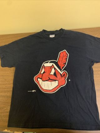 Vintage 90s Champion Cleveland Indians Chief Wahoo T Shirt Size Xl Baseball Usa