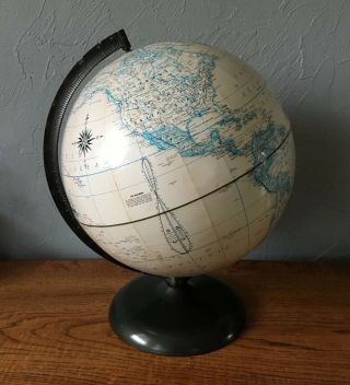 Rand Mcnally 12 " World Globe Terrestrial Vintage Nautical Ship Raised Topography