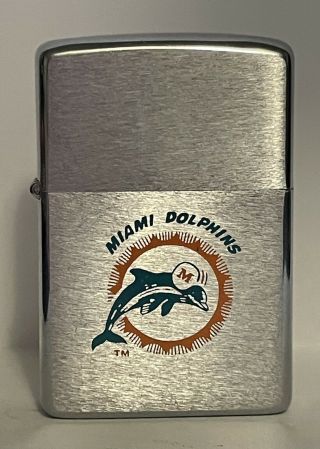 Vintage 1975 Nfl Miami Dolphins Football Zippo Lighter W Great Colors