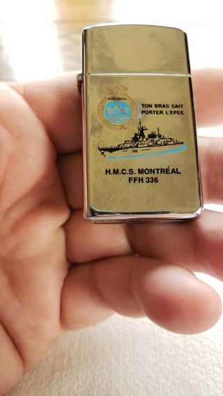 Vtg Slim Zippo H.  M.  C.  S Ffh 336 Montreal (ton Bras Sait Porter L 