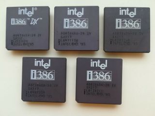 Intel A80386dx - 20 Iv,  386dx,  Sx217 No Double Sigma,  Vintage Cpu,  Gold,  Top Cond