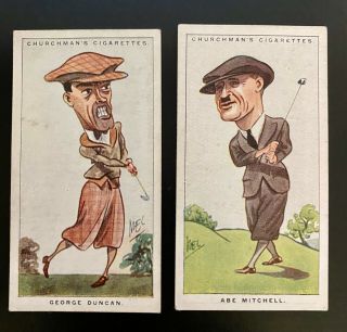 Vintage " (2) Churchman/men Of The Moment In Sport " Cigarette/tobacco Golf Card