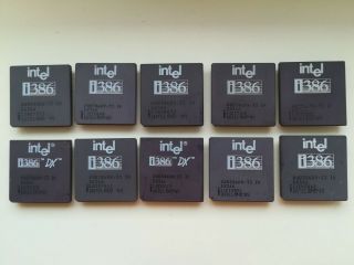 Intel A80386dx - 33 Iv,  386dx,  Sx366,  Vintage Cpu,  Gold,