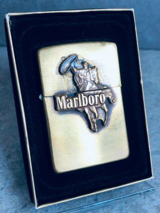 Zippo 1994 Marlboro Horse Back Promotional Lighter - Solid Brass (very Rare)