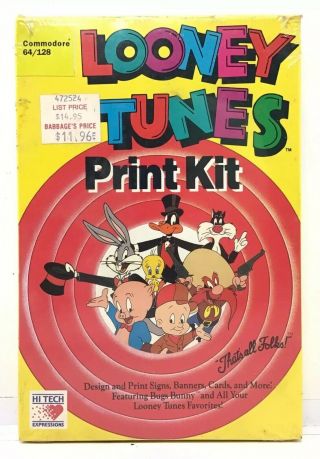 1989 Hi Tech (commodore 64/128) Looney Tunes Print Kit Computer Software