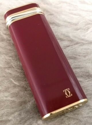 Vintage Cartier Trinity Tri - Color 18kt Gold Plated Bordeaux Maroon Lighter Vgc