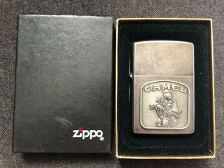 Vintage 1992 Zippo Lighter Camel Joe Cigarettes On Motorcycle W/ Box