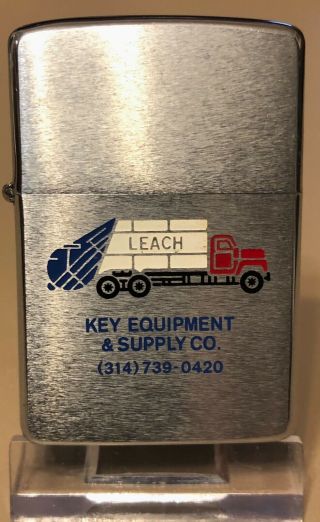 1986 Leach Key Equipment & Supply Co.  Street Chrome Finish Zippo Lighter