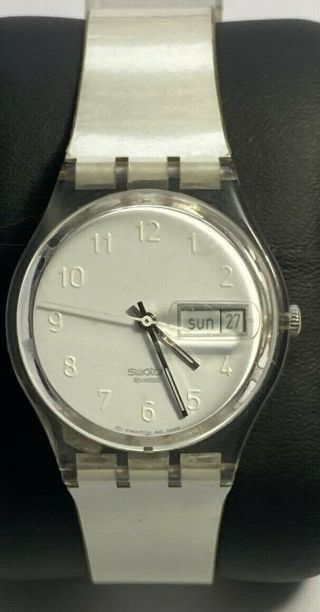Swatch Swiss Ag1999 Rare Pearl White Watch Ag1999 Date & Day - Battery