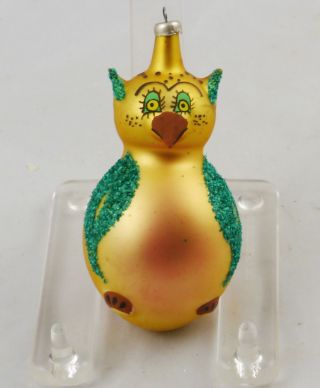 Vintage De Carlini Blown Glass Owl Christmas Ornament 3 - 1/2 "