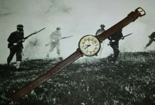A World War 1 Trench Warfare Rolex Style Quartz Watch.  White Dial Custom Made.