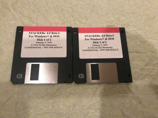 Stacker 4.  0 Beta 6 For Windows & Dos (2 3.  5” Floppy Disks)