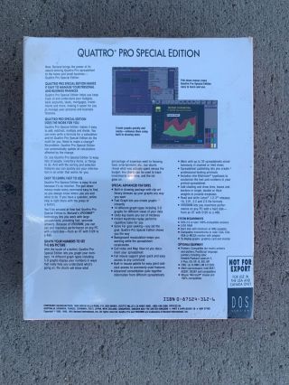 1991 Borland Quattro Pro Version 1.  0 Special Edition 2