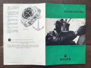 Libretto Brochure Rolex Submariner Ref.  5513 - Vintage - 1970 - Inglese - Rarissimo