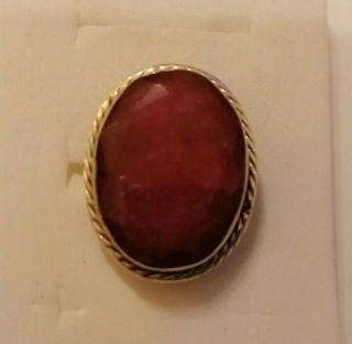 Large Vintage Sterling Silver And Carnelian Ring Size P,