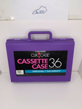 Vintage 90s Clik Case Purple Hard Plastic Cassette Tape Storage Holds 36 Tapes