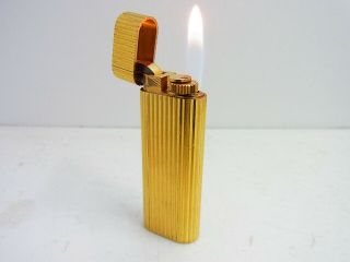 Cartier Gas Lighter Oval Stripe 18k Gold Plated All