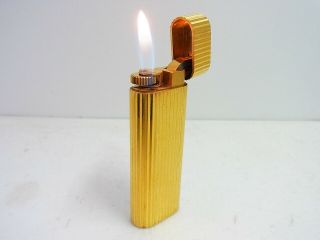 Cartier Gas Lighter Oval Stripe 18K Gold Plated All 2