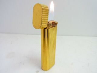 Cartier Gas Lighter Oval Stripe 18K Gold Plated All 3