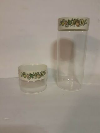 Vintage Pyrex Spice Of Life Glass Canisters Set Of 2 Storage Jars With Gaskets