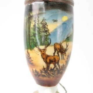 Antique Porcelain German Estate Pipe Painted Landscape Deer Stag Decoration