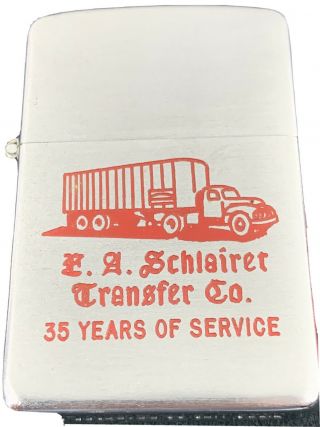 1953 Zippo Lighter - E.  A.  Schlairer Transfer Service - Great Truck Graphics