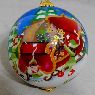 Christmas Ornament Art Glass Li Bien Ball Vintage Sleigh Elves Usa Seller