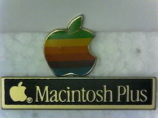 Vintage Apple Rainbow Lapel Pin With Macintosh Plus Pin In