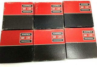 6 vintage AMPEX 641 Professional Reel To Reel Tapes - appear to be recorded on 3
