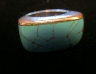 Vtg.  Native American Navajo Sterling Silver And Turquoise Ring Size 7
