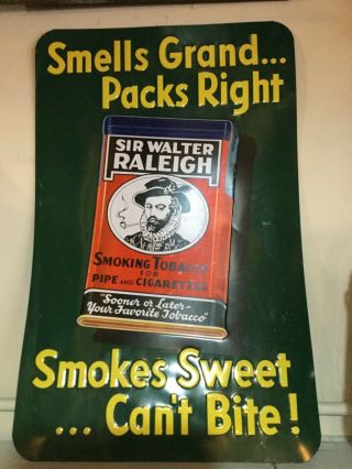 Embossed Tin Sir Walter Raleigh Vintage Metal Sign Cigar Tobacco Country Store