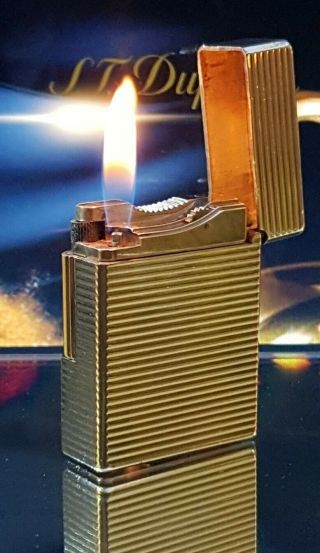 St Dupont Lighter Line 1 Small Bs Gold Functional Serviced Ex Con 5