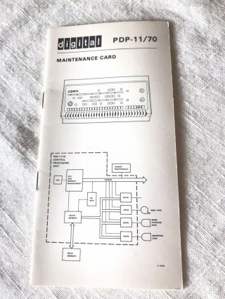 Vintage Dec Digital Pdp11/70 Pdp - 11/70 Maintenance Card - 1976