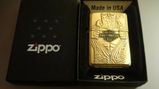 Zippo Lighter Brass Vintage 1993 Barrett Smythe Harley Davidson.