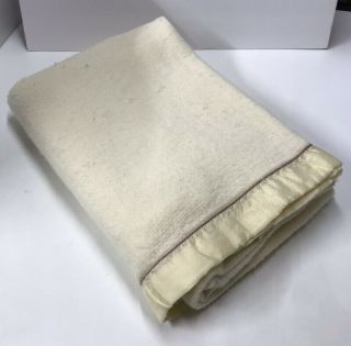 Vintage Cream Acrylic Waffle Weave Blanket 62 " X 90 " Made In Usa