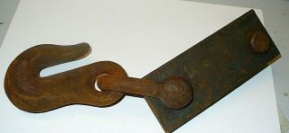 Vintage Large Chain Hook With Mounting Plate Cast Iron Or Steel