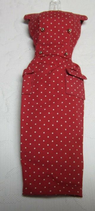 Vintage Barbie Rust & White Polka Dot Sheath Dress With Gold Buttons (1962 - 1963)